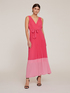 Long two-tone dress with pleating image number 1