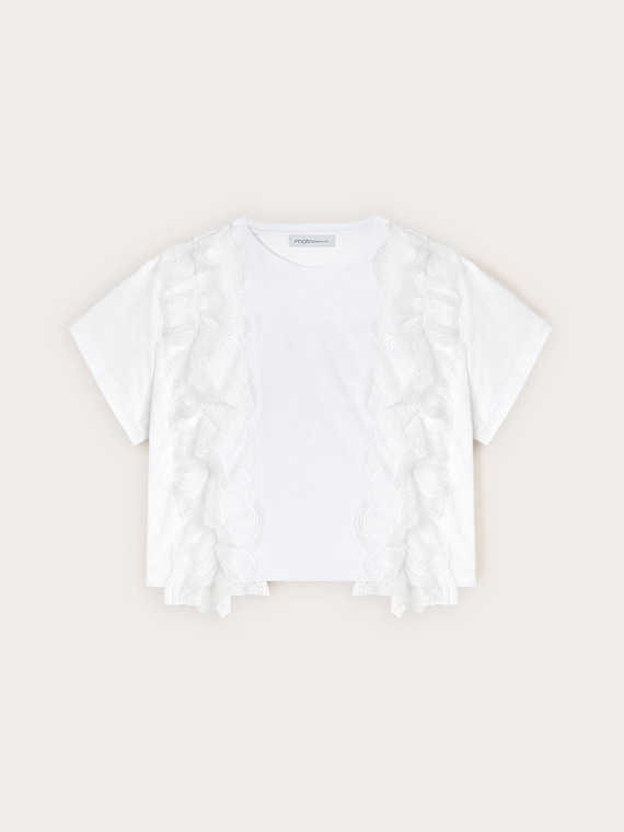 T-shirt with lace inserts