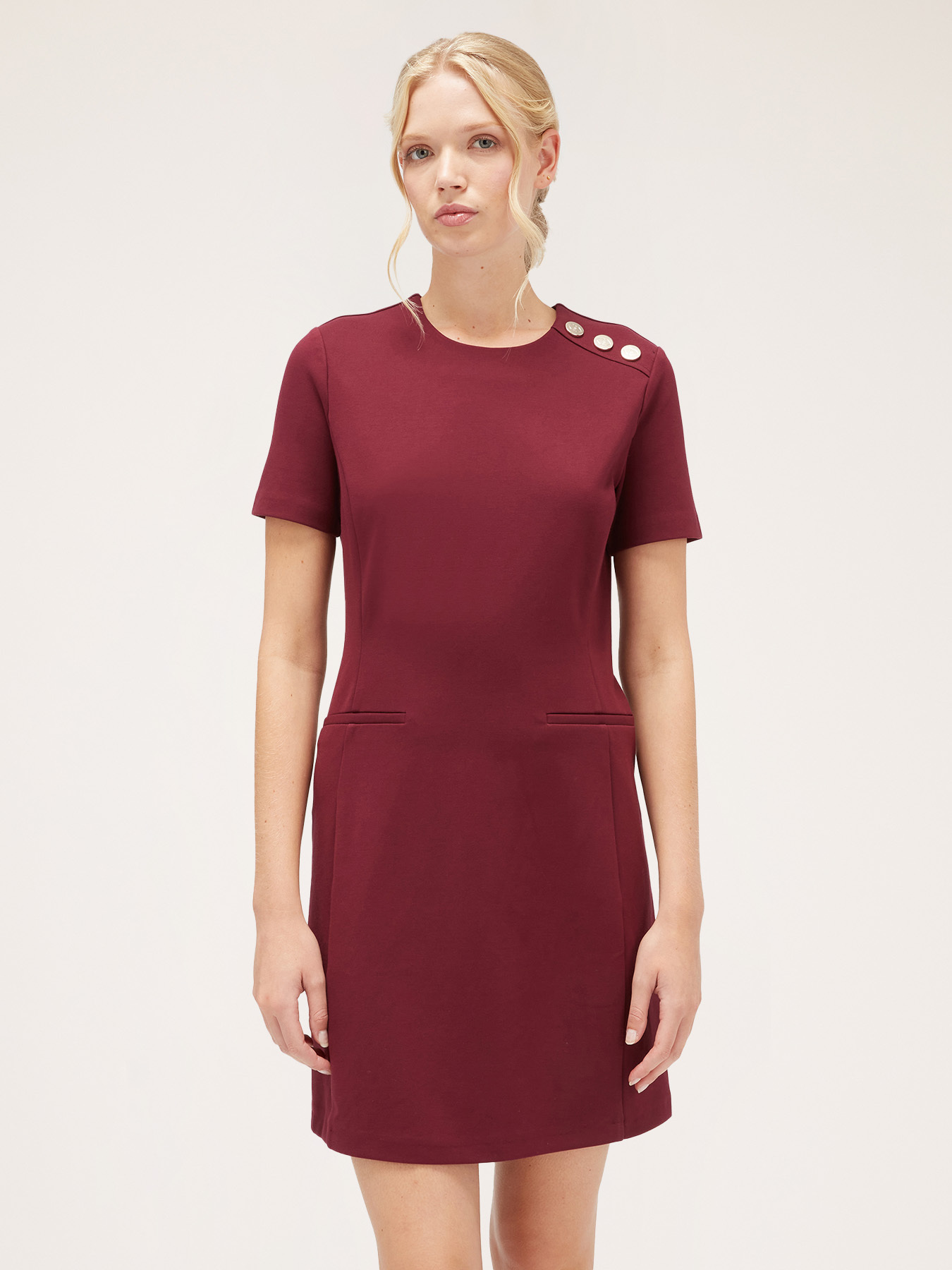 Mini dress with button feature image number 0