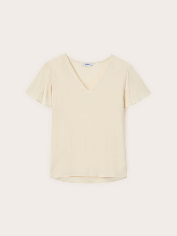 V-neck blouse with flared sleeves