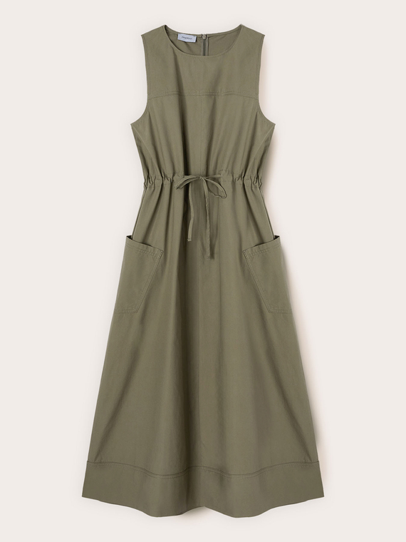 Drawstring dress in poplin