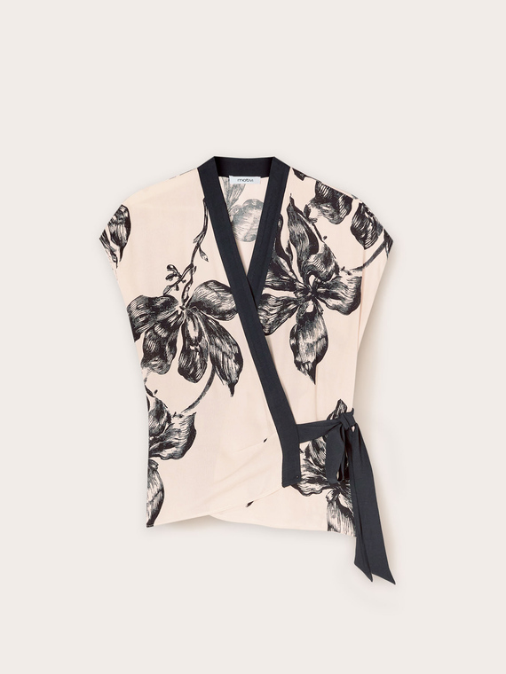 Top floral con cruce