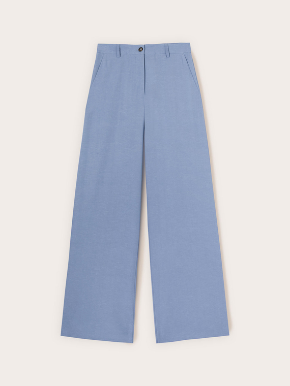 Pantalon palazzo en m&eacute;lange de lin
