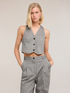Top gilet gessato in misto lino image number 0