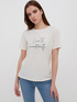 T-shirt with lettering print and rhinestones image number 2