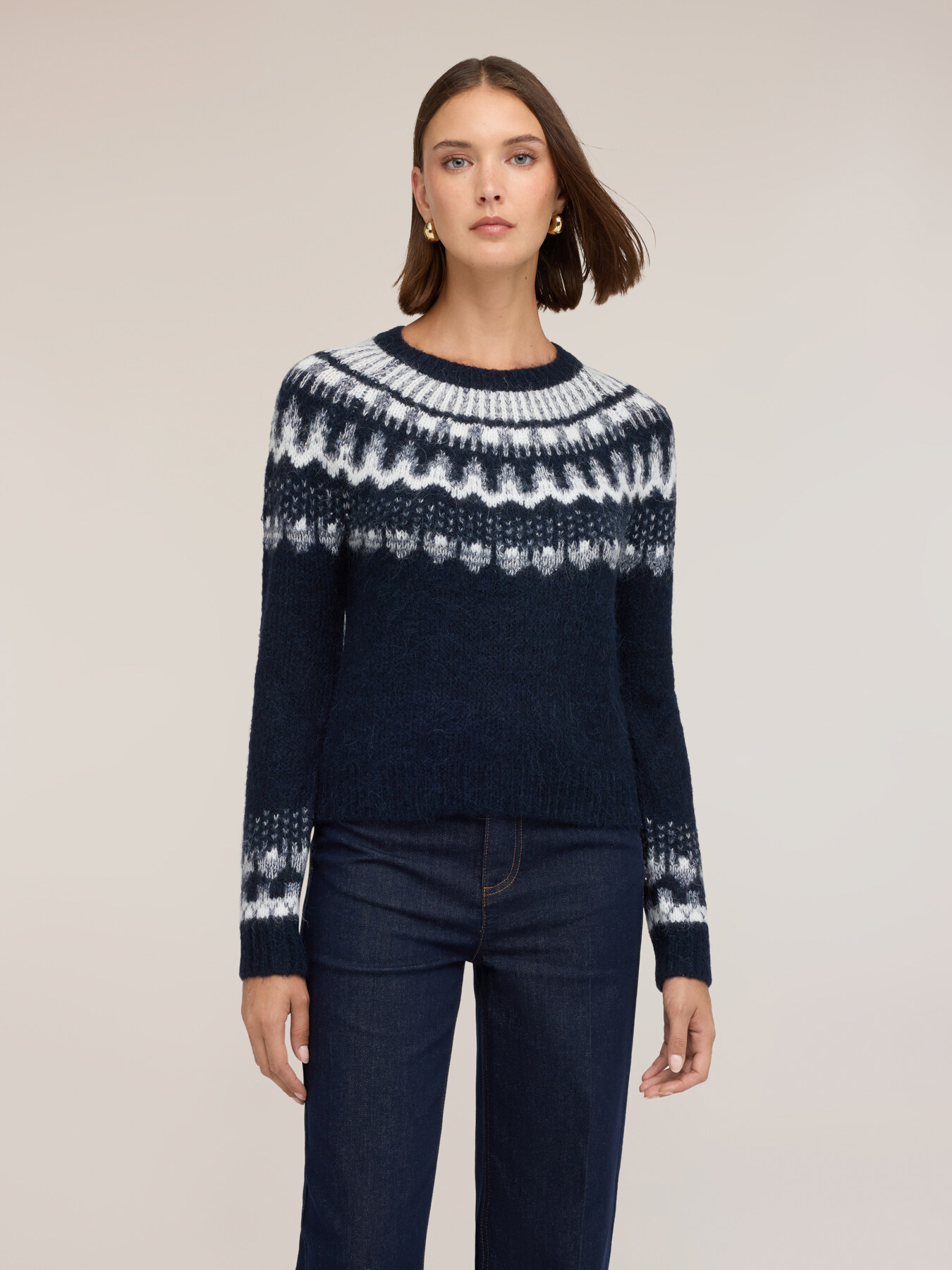 Fair-Isle-Strickpullover aus Alpaka-Mix mit Pailletten image number 0