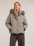 Nylon down jacket with trimmed hood image number 0