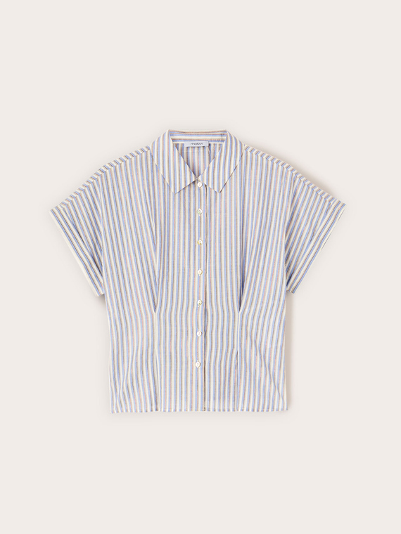 Camicia in mussola a righe lurex