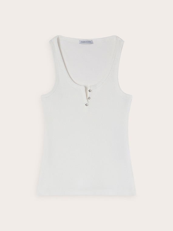 Ribbed top with jewel buttons