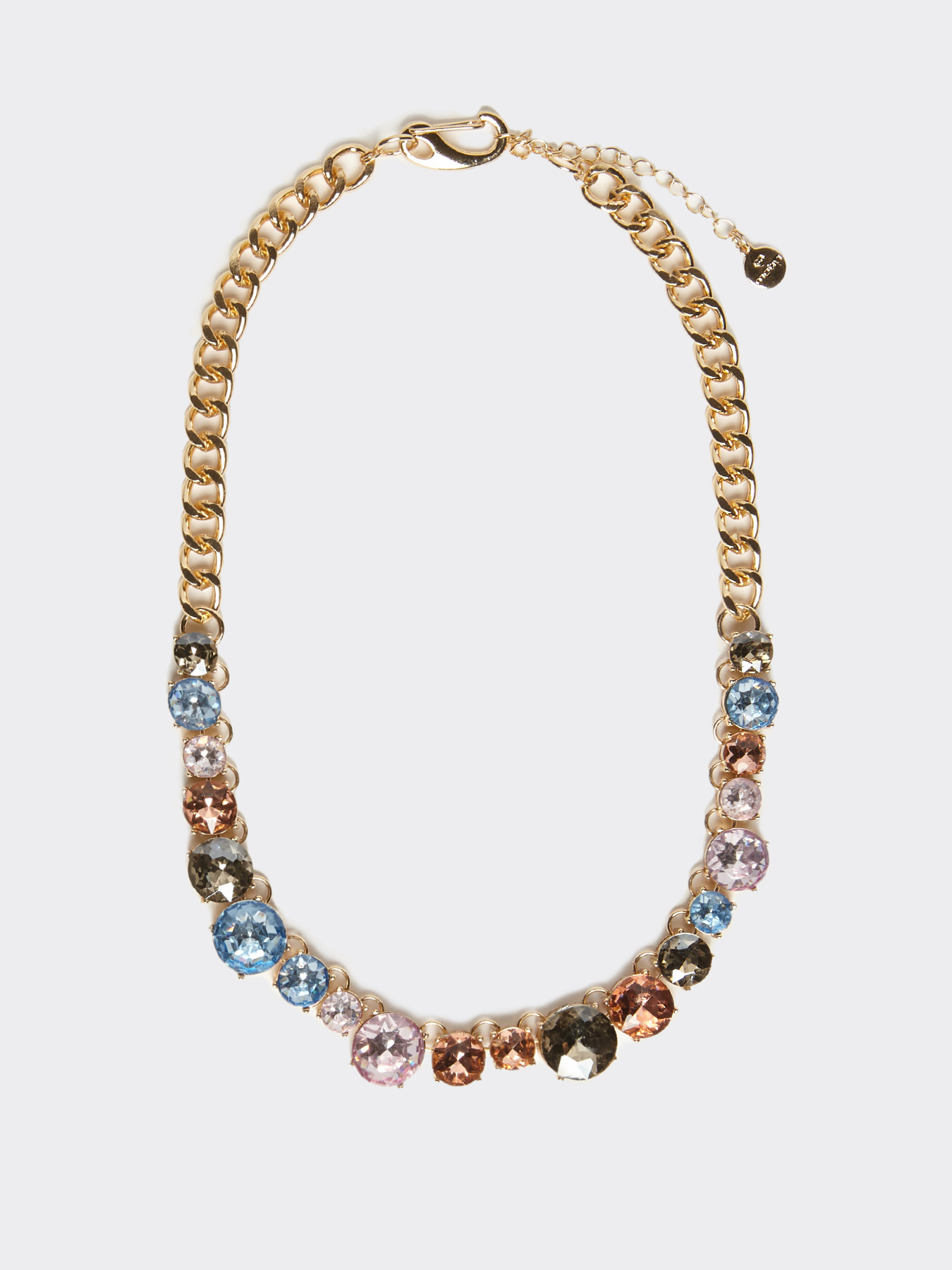 Halskette mit Goldkette und Schmucksteinen image number 0