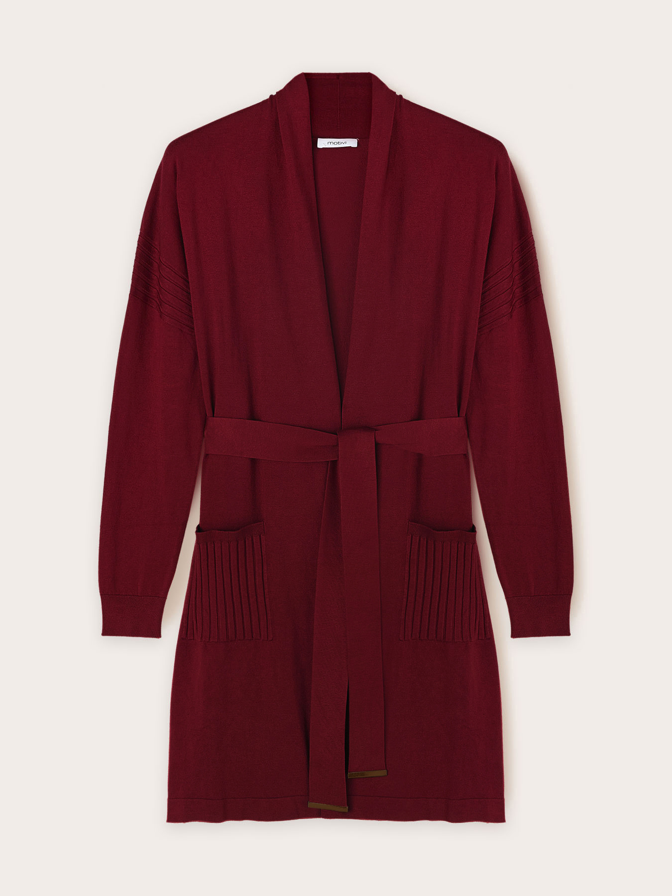 Long cardigan with belt image number 4