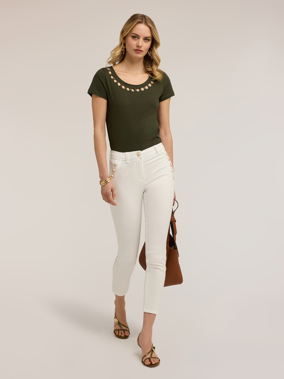Slim-fit cotton drill trousers