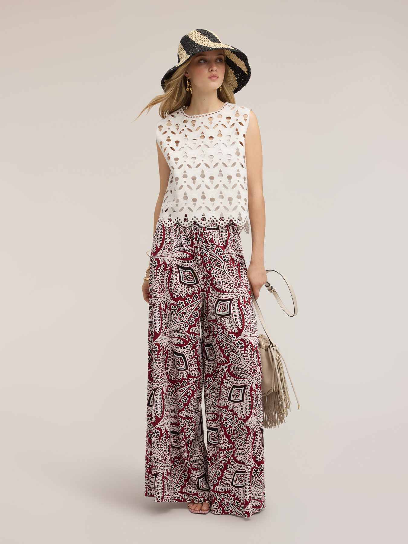 Coated fabric top with sangallo effect image number 2