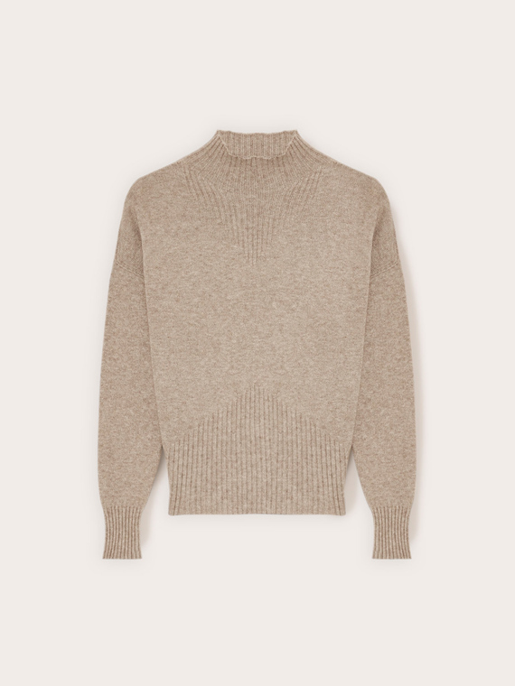 Ribbed viscose turtleneck sweater