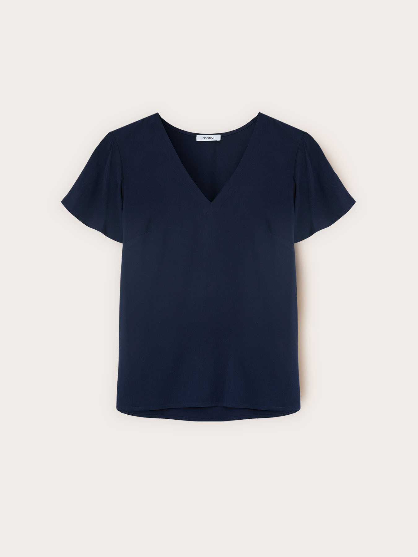 Blusa con escote en V y mangas de vuelo image number 4