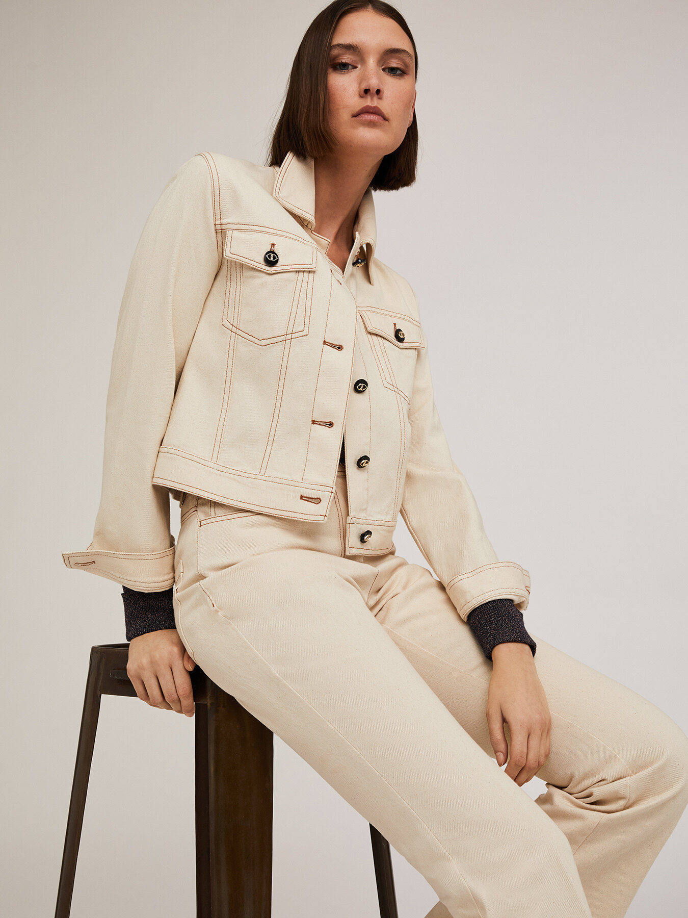 Drill jacket with contrast stitching image number 3