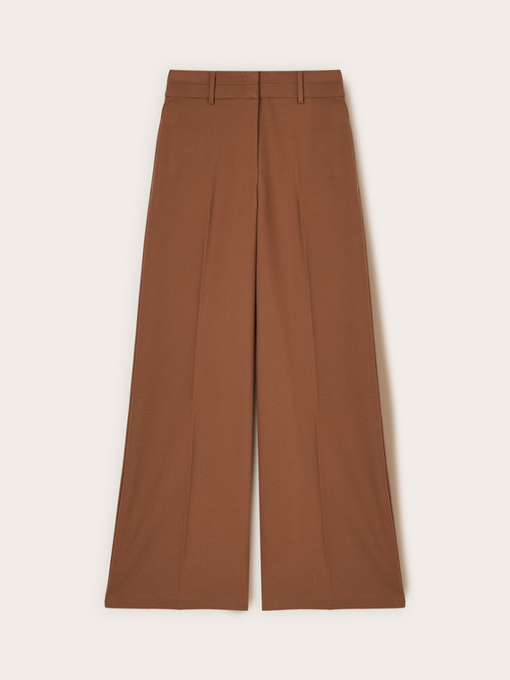 Wide-leg trousers in twill fabric