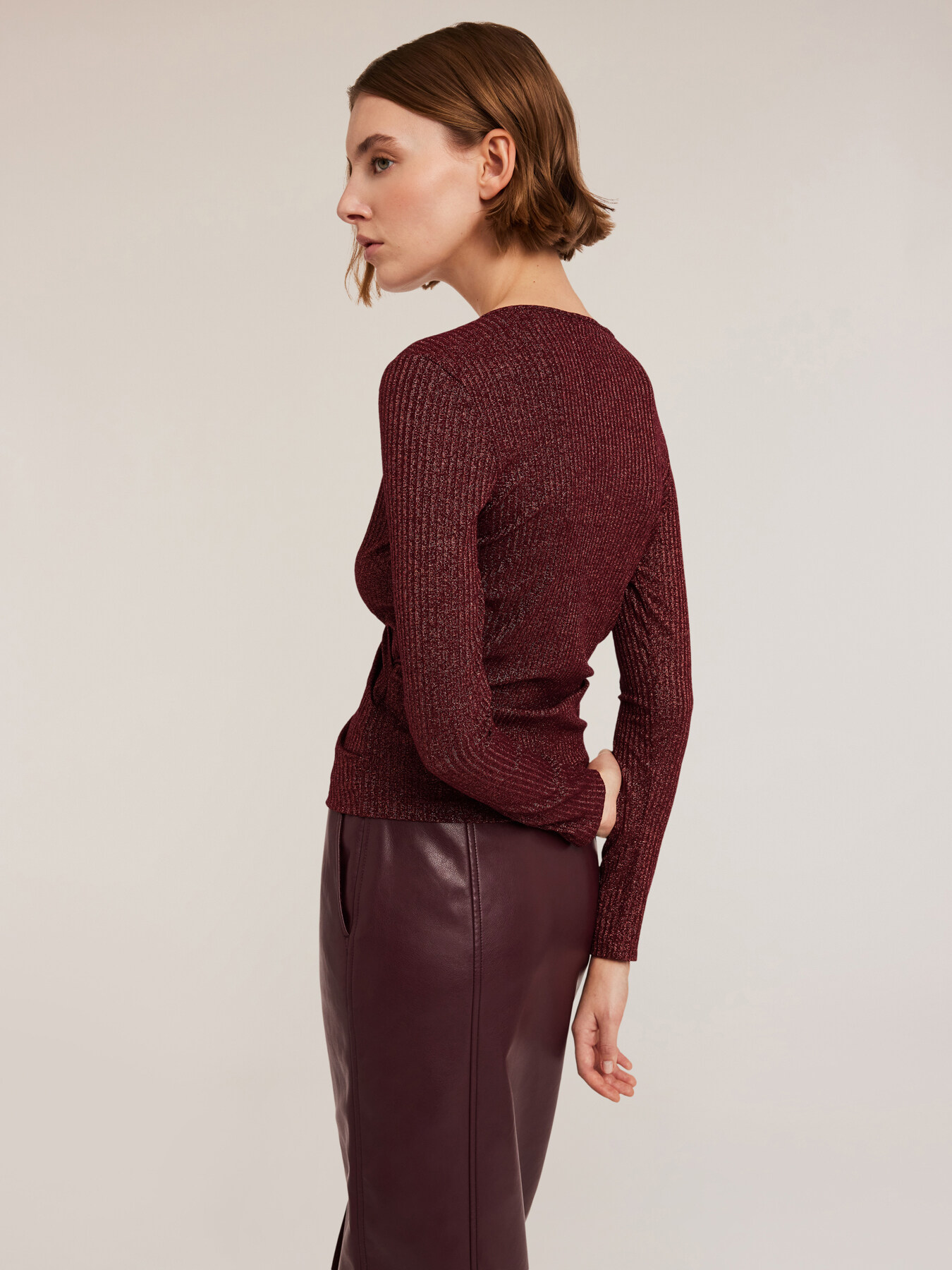 Maglia ad incrocio a coste lurex image number 1