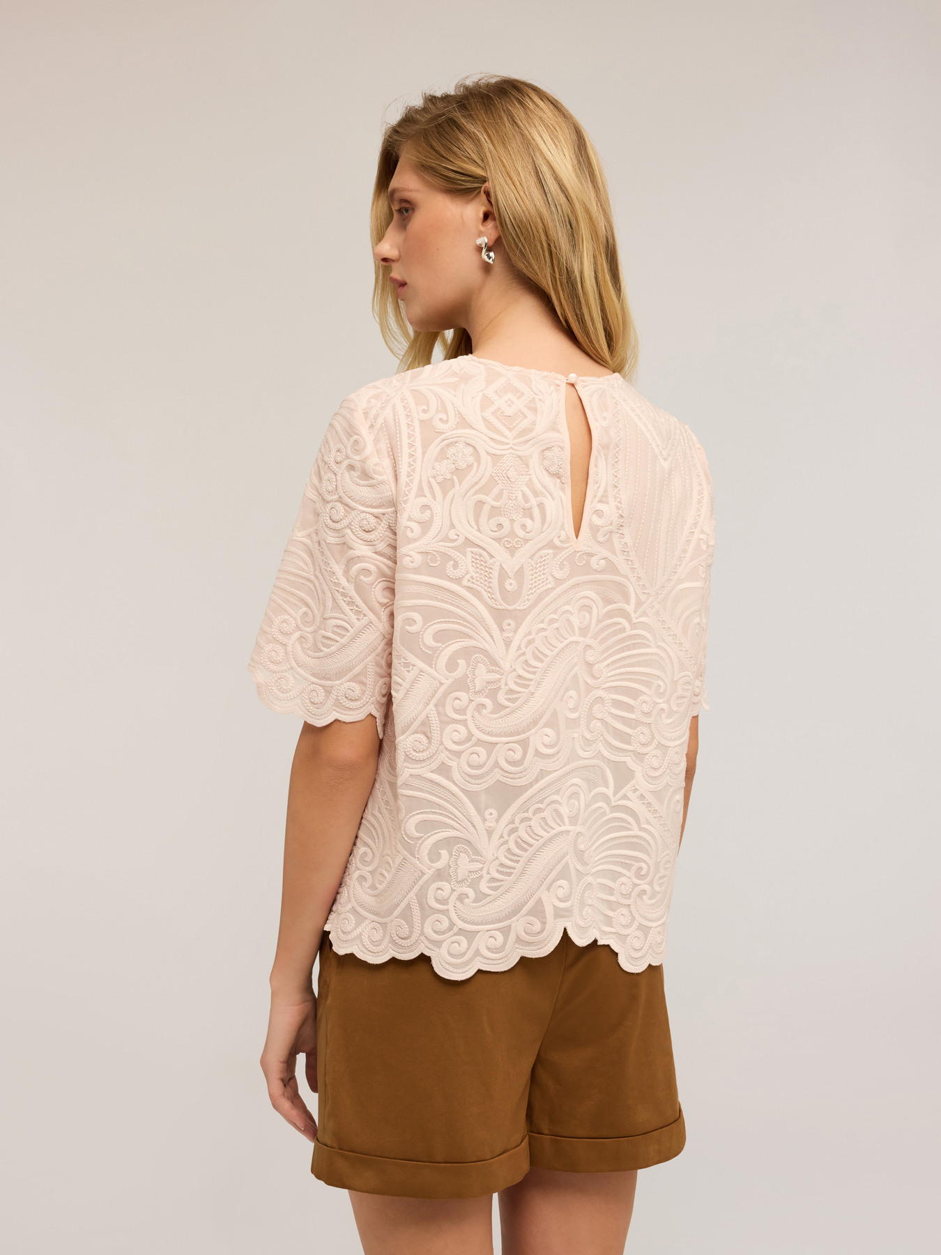 Embroidered organza blouse image number 1