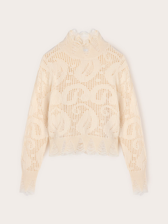 Pull ajouré à col roulé