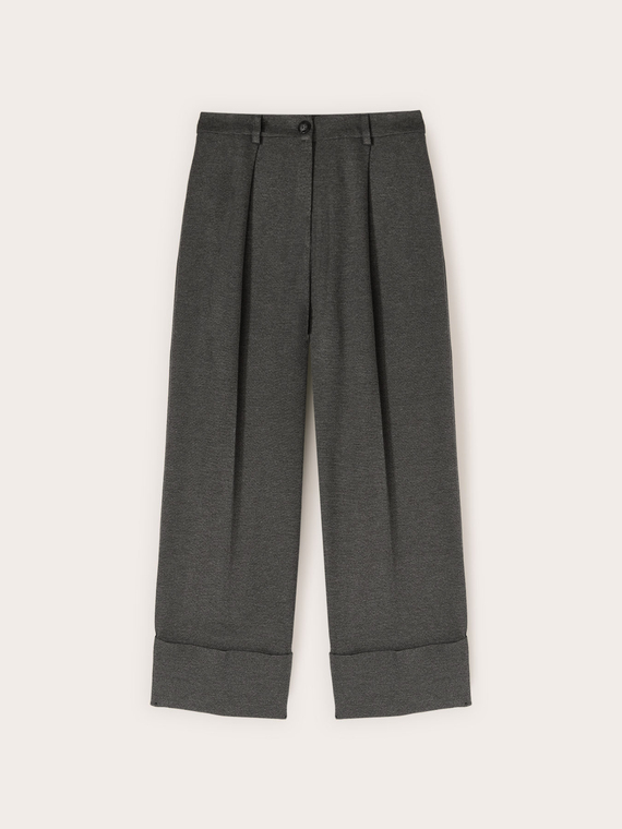 Ponte roma trousers with turn-up hem