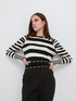 Maglia a righe con maniche arricciate image number 0