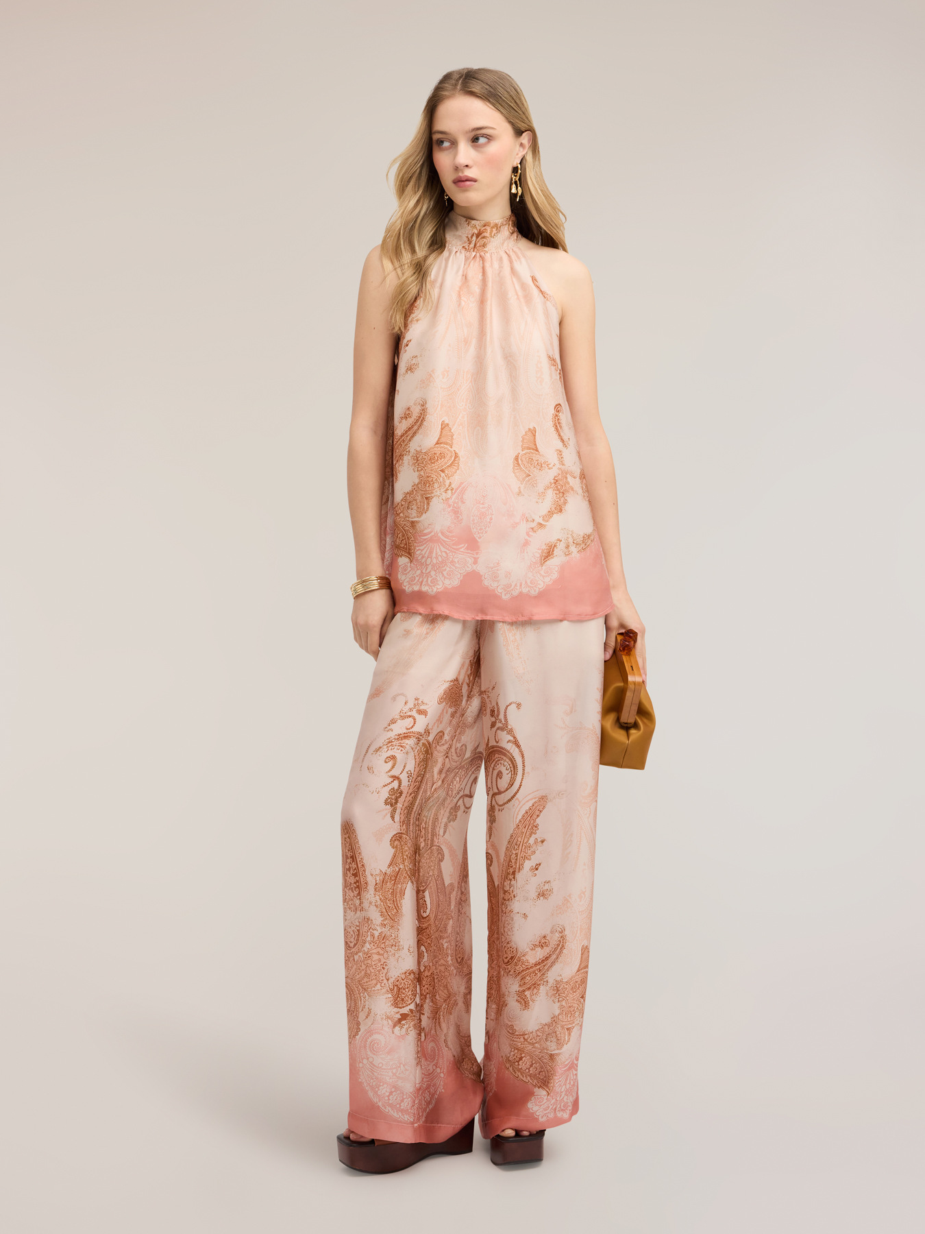 Palazzo-Hose aus Satin mit Print image number 0