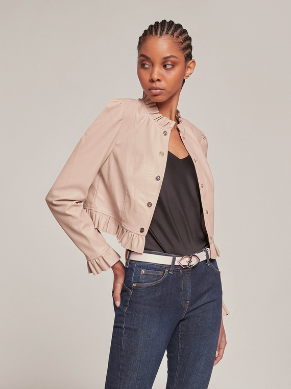 Motivi Giubbotto con rouches in similpelle Donna