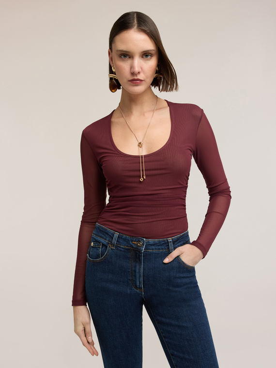 Long sleeve tulle t-shirt