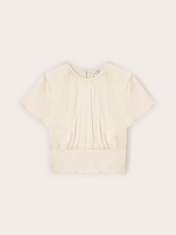 Satin blouse with sash