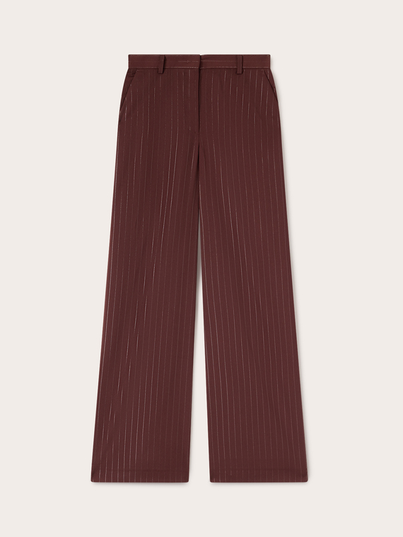 Pantalones palazzo de raya diplom&aacute;tica en tejido fluido