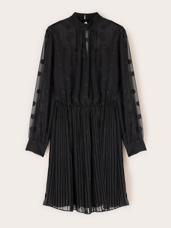 Robe &eacute;vas&eacute;e jacquard &agrave; pois