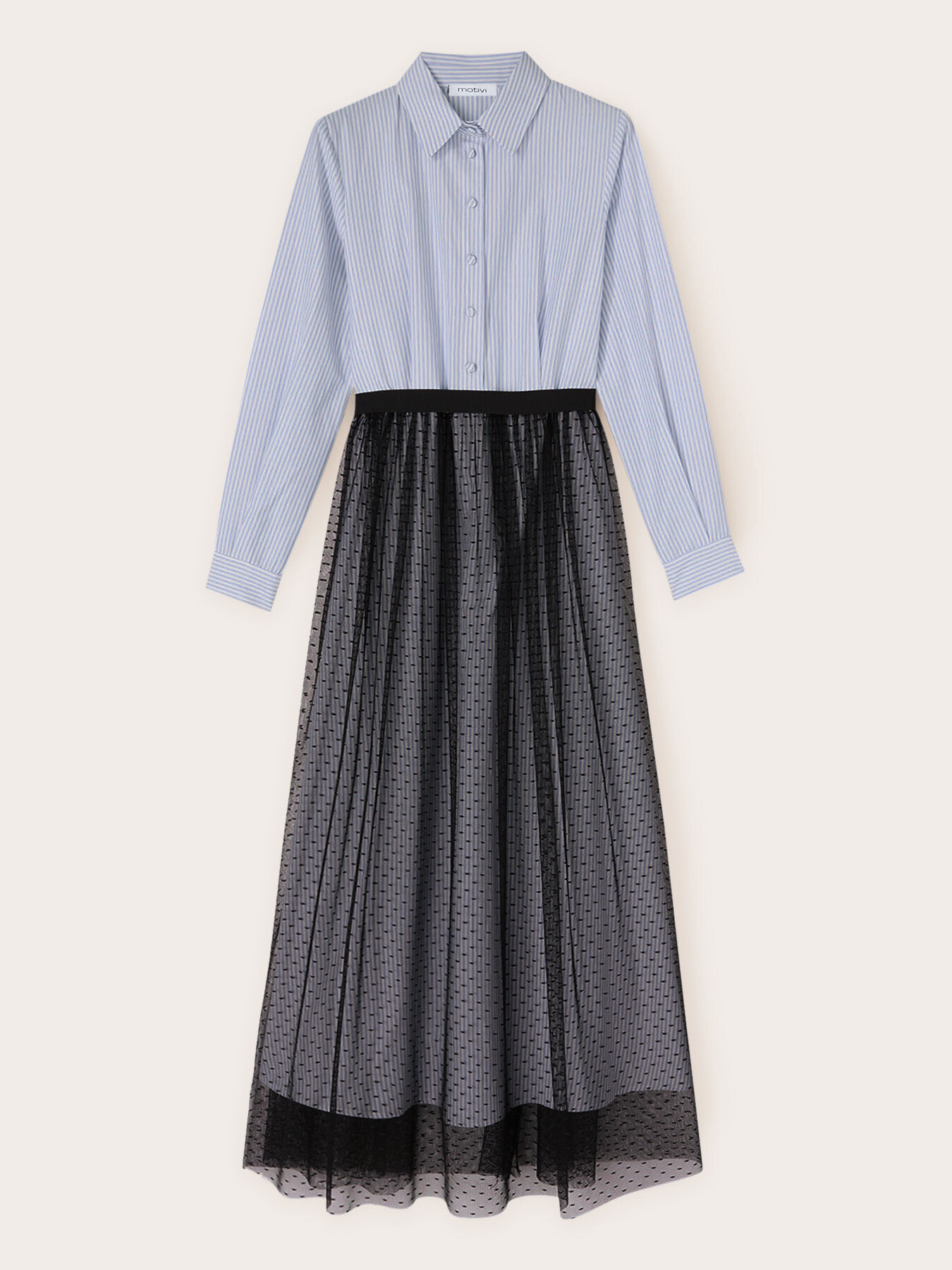 Chemisier dress with plumetis tulle skirt image number 4