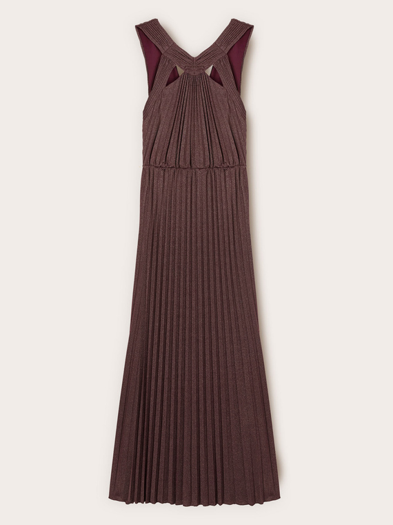 Long pleated dress in lurex jersey