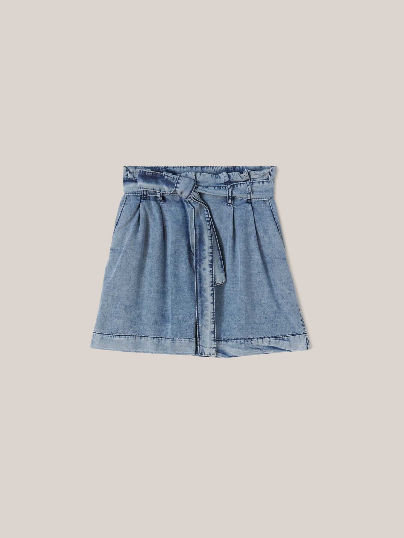 Shorts fluido effetto denim in lyocell image number 3