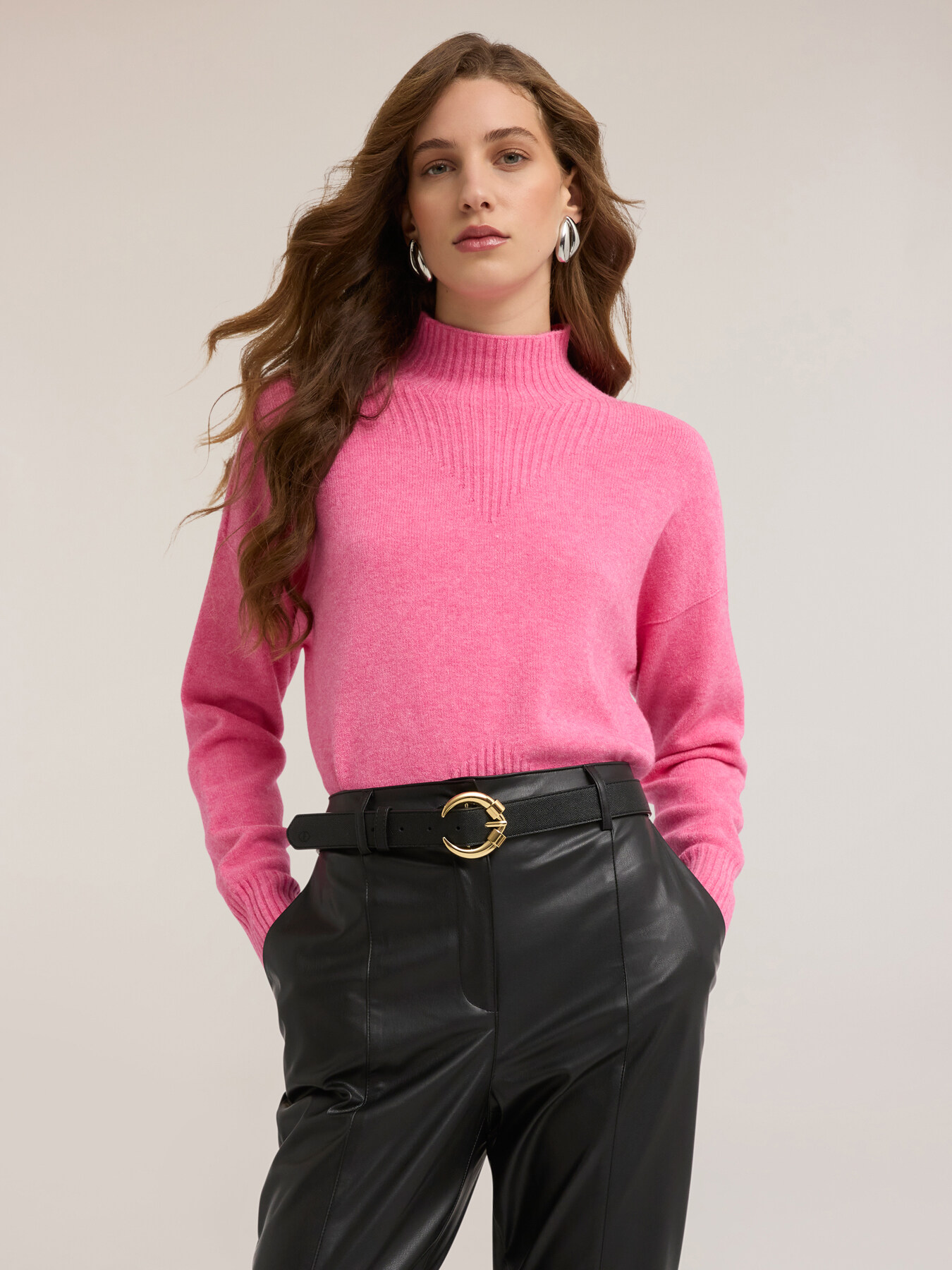 Ribbed viscose turtleneck sweater image number 0