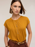 Mixed linen T-shirt with draping image number 2