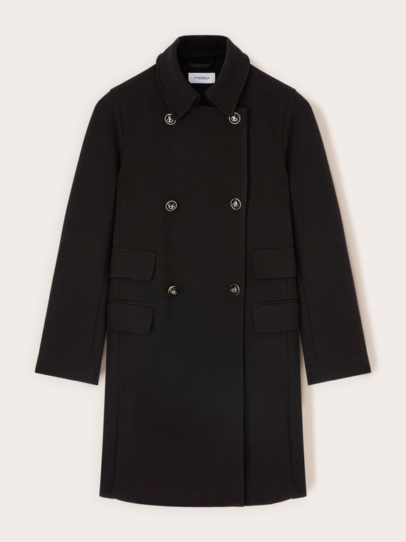 Double-breasted polyviscose coat