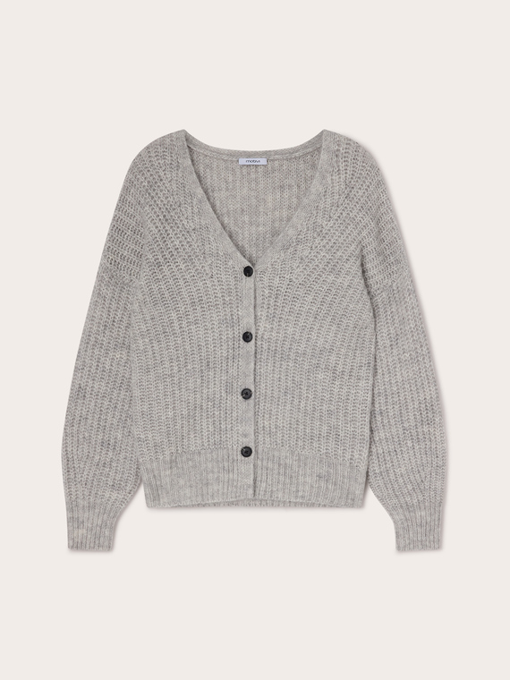 Ribbed cardigan in alpaca blend