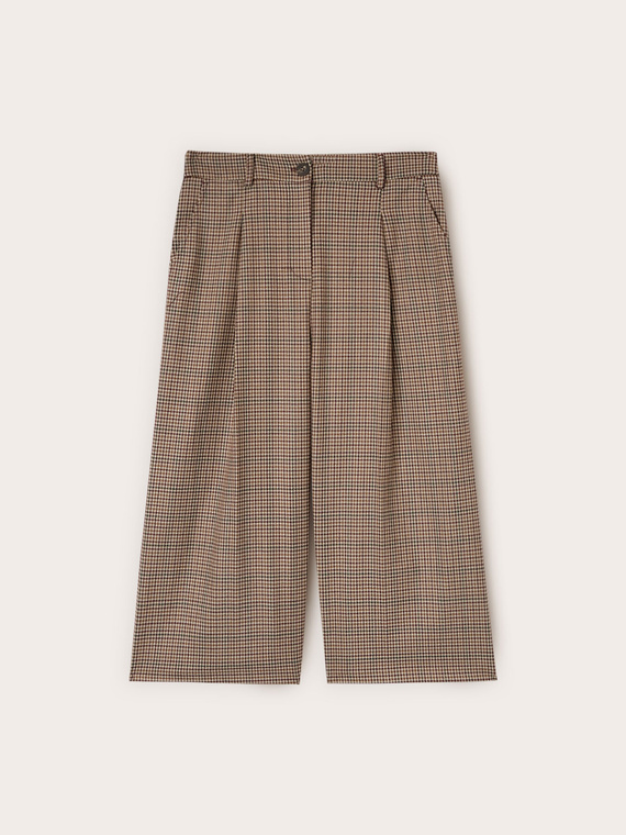 Cropped trousers in yarn-dyed check fantasy
