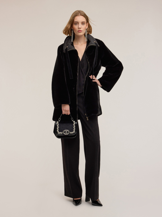 Cappotto effetto peluche reversibile