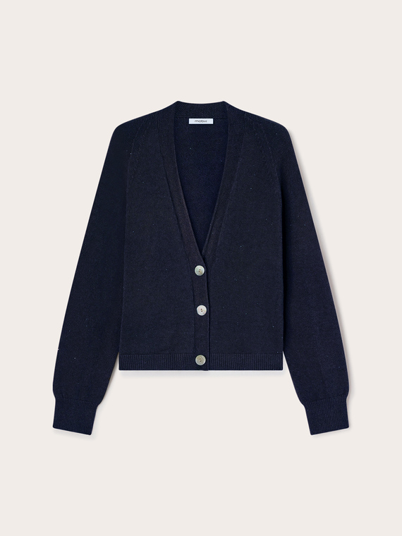 Cardigan in maglia fine scollo a v