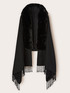 Wool poncho with fringes image number 1