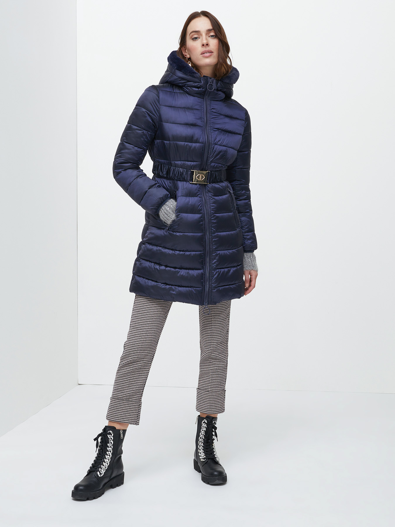 Long hooded down jacket image number 0