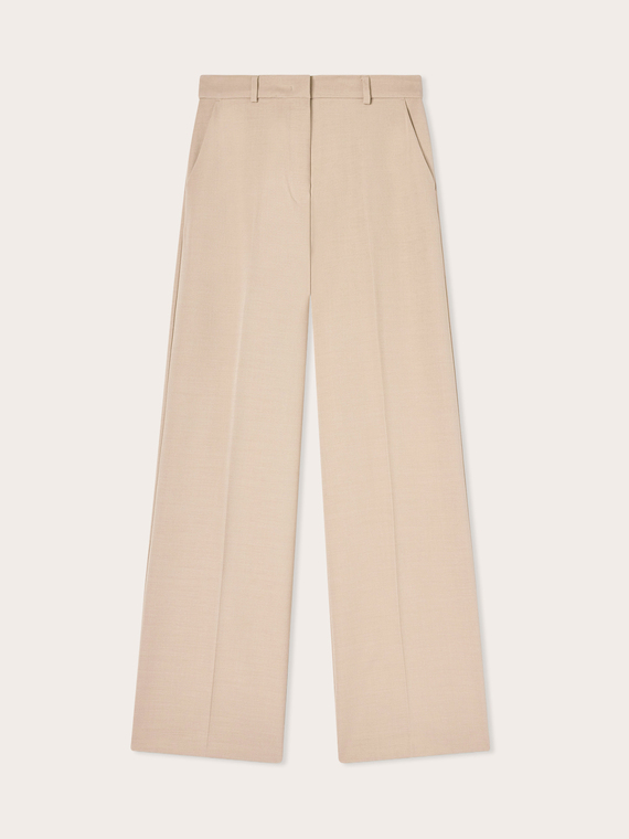 High-waisted palazzo pants with pleat