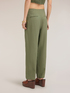 Pleated linen blend trousers with cuffs image number 1