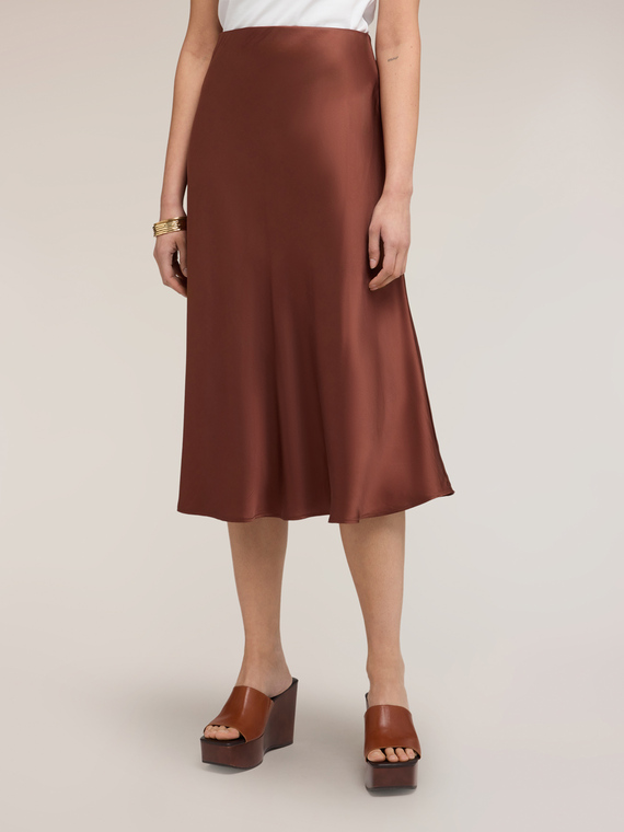 Jupe midi ligne A en satin