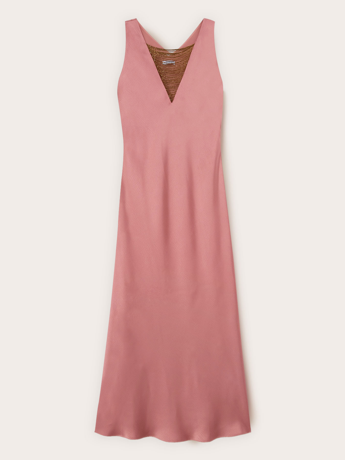 Robe longue en satin avec d&eacute;tail de cha&icirc;nettes image number 4
