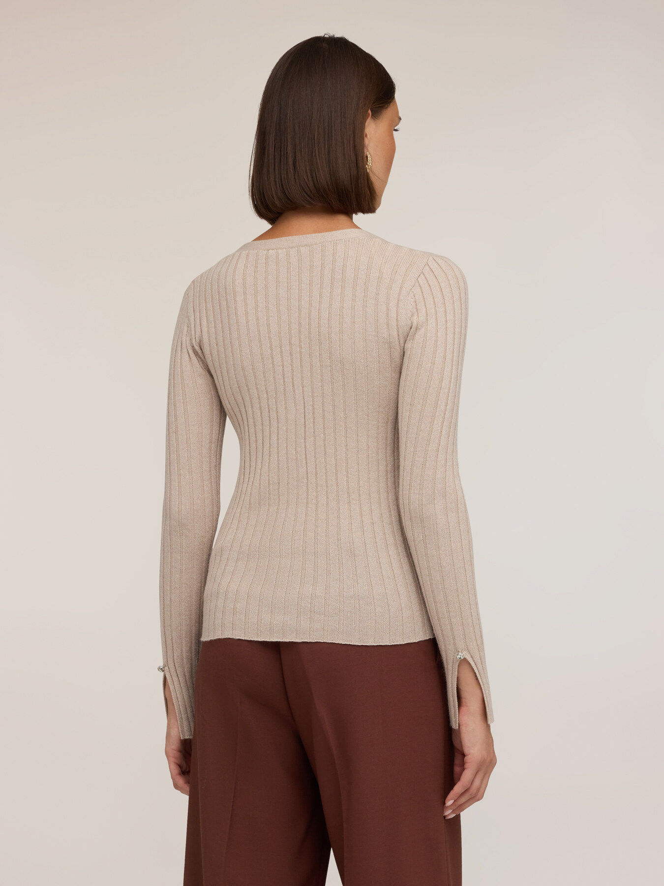 Short ribbed wool blend cardigan image number 1