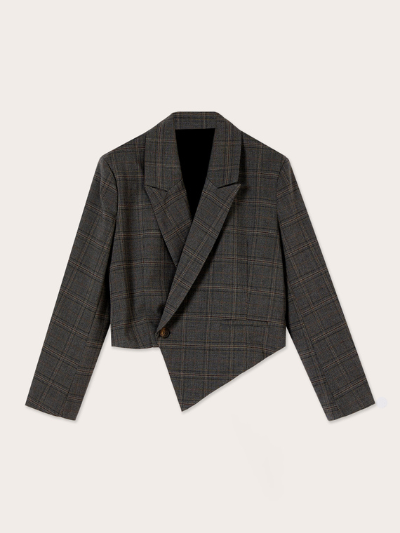Cropped checked blazer